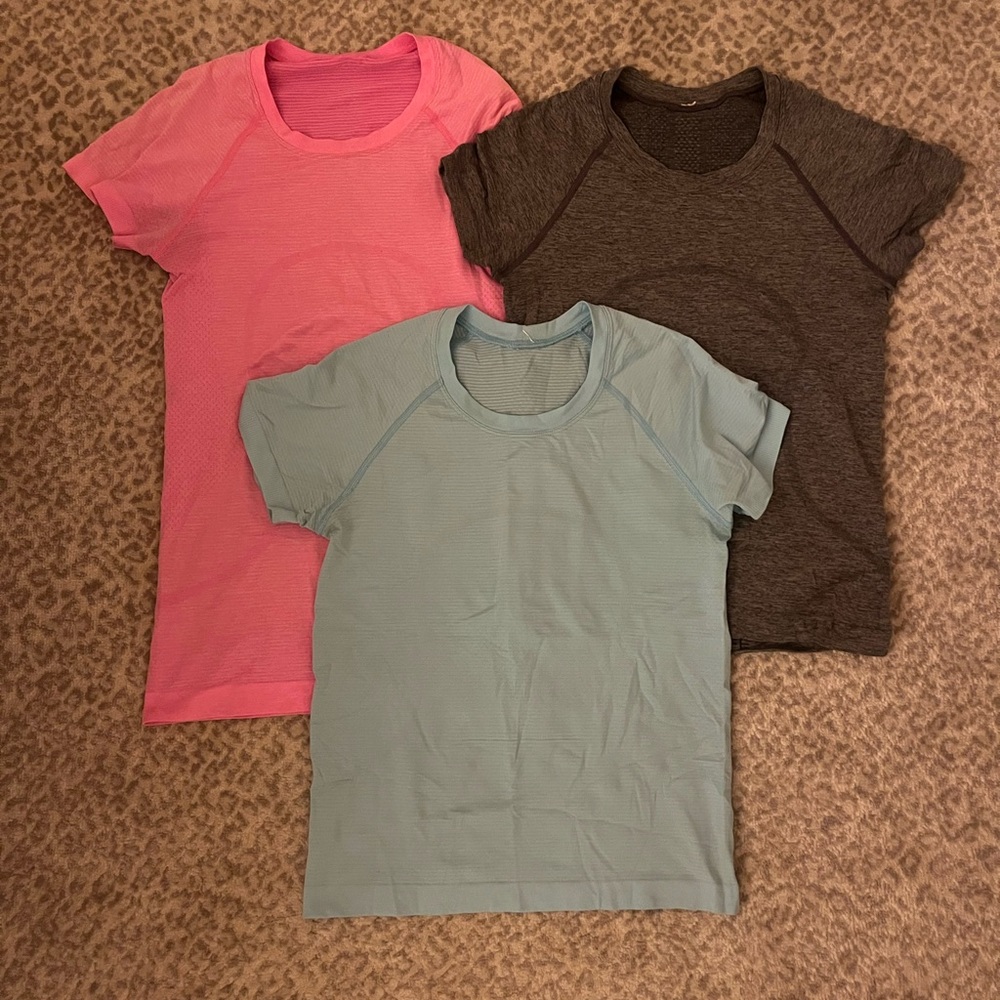 Lululemon- Swiftly tech bundle (light blue, gray, and bright pink shades)